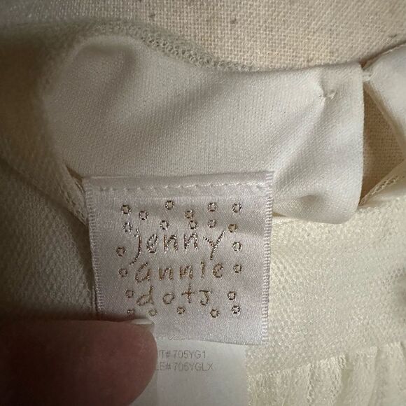 Jenny Annie dots Elegant Cream Baby Dress with Bonnet - Picture 5 of 6
